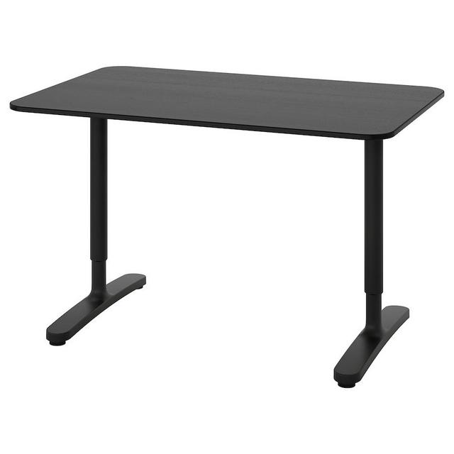 BEKANT Desk, black stained ash veneer/black47 1/4x31 1/2 "