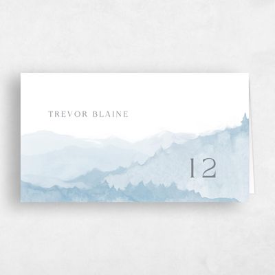 Blue Winter Wedding Place Card - Denver
