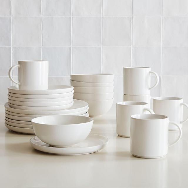 Dinnerware Stoneware White, Set of 24