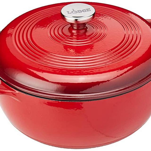 Lodge, Dutch Oven Red Clear Enamel 6 Quart