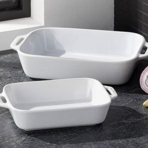 Staub 2-Piece White Ceramic Baking Dish Set