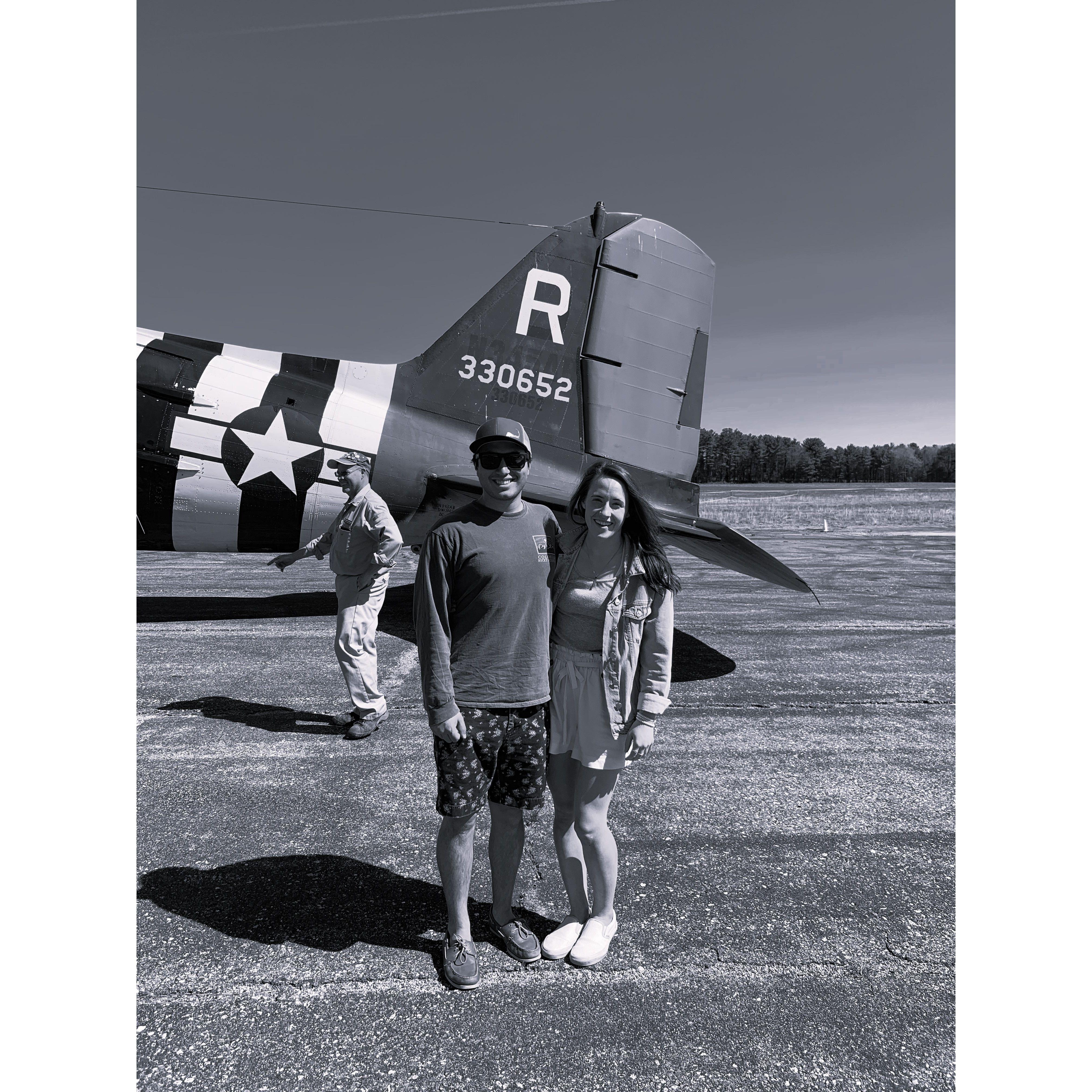 Taking our love to new heights when we rode in this C-47 from WWII!