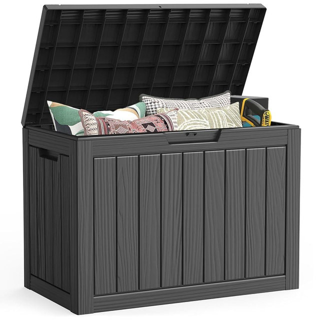 LubanNese Outdoor Storage Box, 50 Gallon Waterproof Resin Deck Box, Storage Bin for Package Delivery, Patio Furniture Cushion, Garden Tools, Pool Accessories, Weatherproof and UV Resistant
