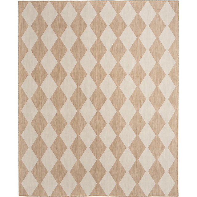 Nourison Positano 7' x 10' Jute Diamond Modern Flatweave Indoor/Outdoor Rug