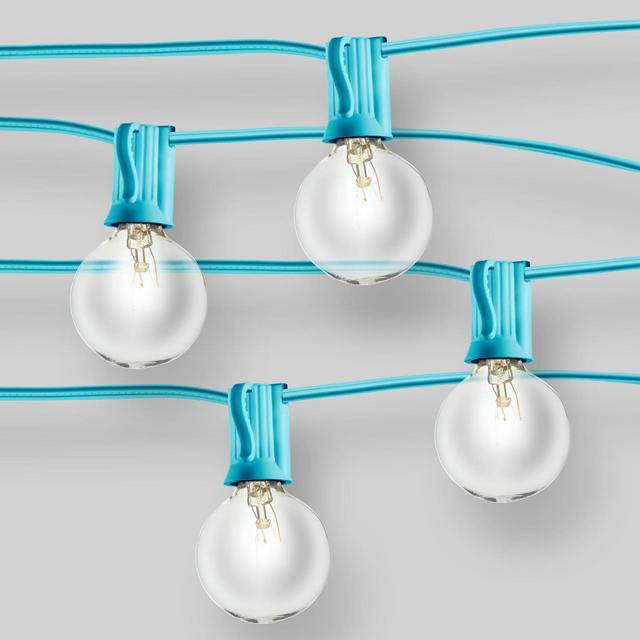 20ct Incandescent Outdoor String Lights G40 Clear Bulbs - Turquoise Wire - Room Essentials™