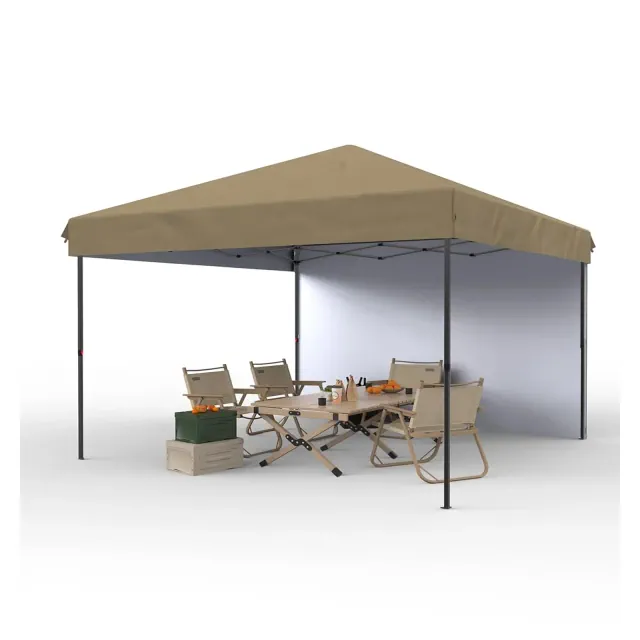 10'x10'Pop Up Canopy Tent, Easy to Set Up and Take Down,1 Around Cloth,for Outdoor Events, Patio, Party, Camping, Khaki