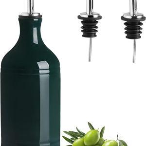 Sweejar Ceramic Olive Oil Dispenser Bottle, Opaque Oil Cruet Protects Oil, Suitable for Storage, Vinegar, Coffee Syrups & Other Liquids, 15.5 Fl Oz (Jade)