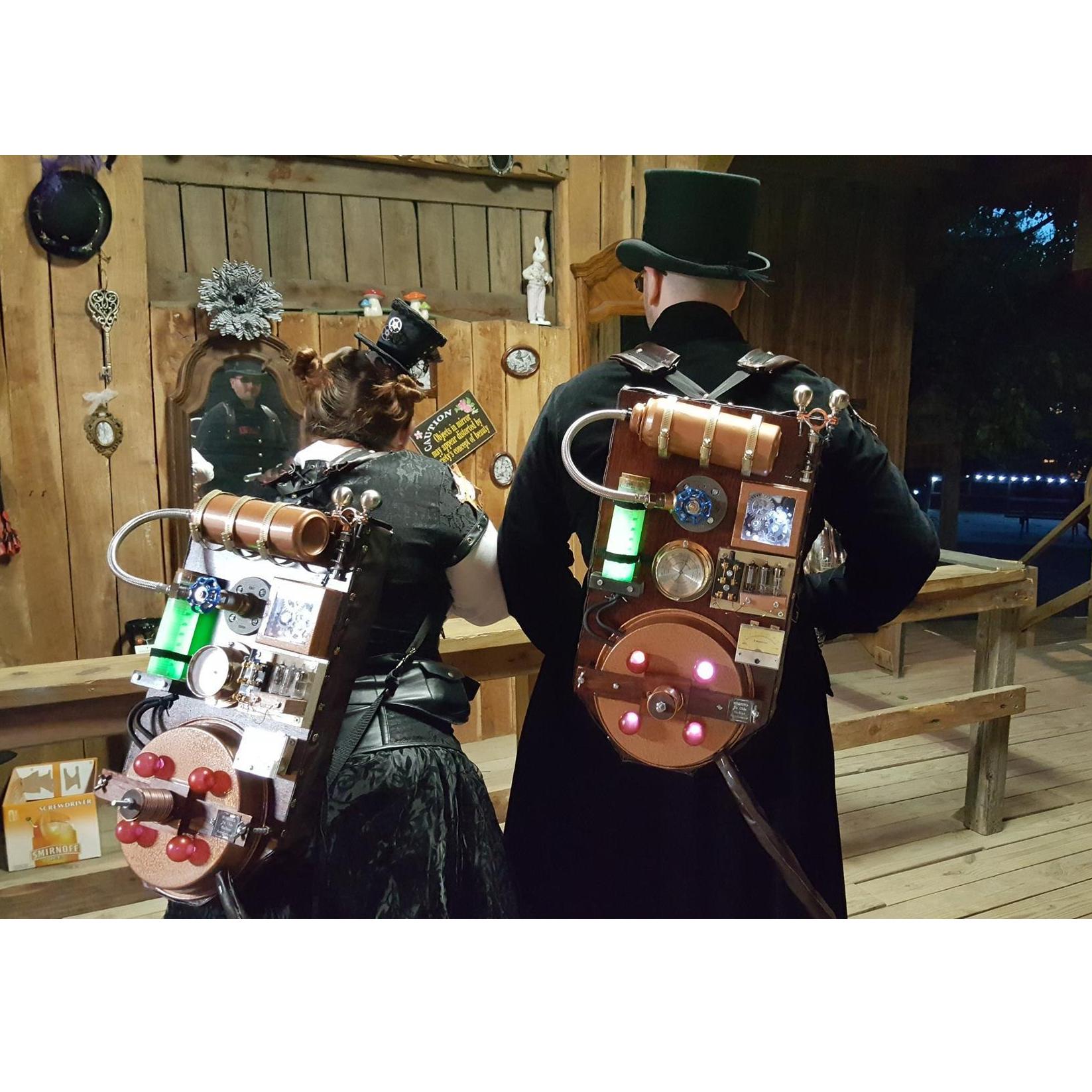 Our first time cosplaying as Steampunk Ghostbusters!