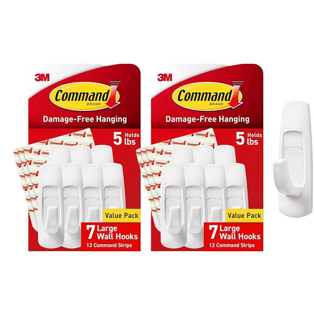 Command Large Utility Hooks, 14-Hooks, 24-Strips, Organize Damage-Free