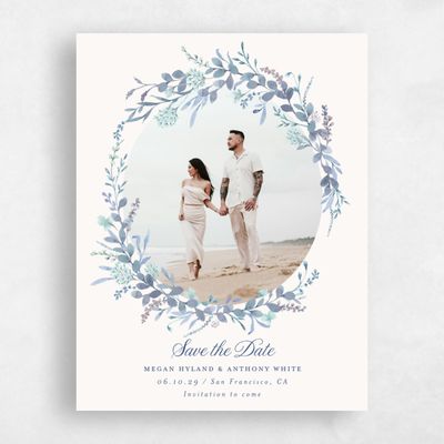 Dusty Cobalt, Blue Wedding Save the Date - Nektar Portrait