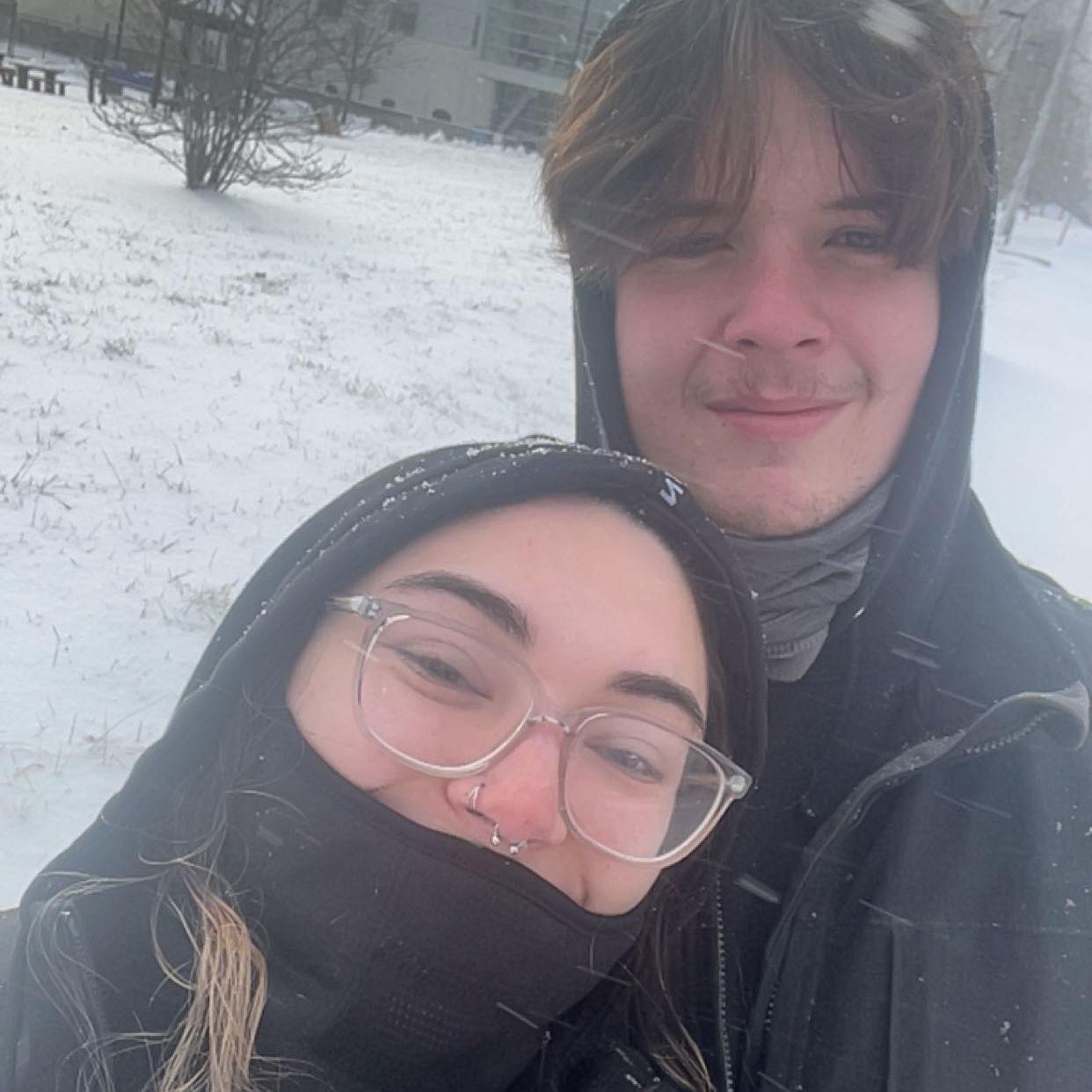 Walking in the snow storm