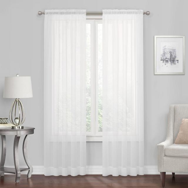 Voile 63-Inch Rod Pocket Window Curtain Panel in White