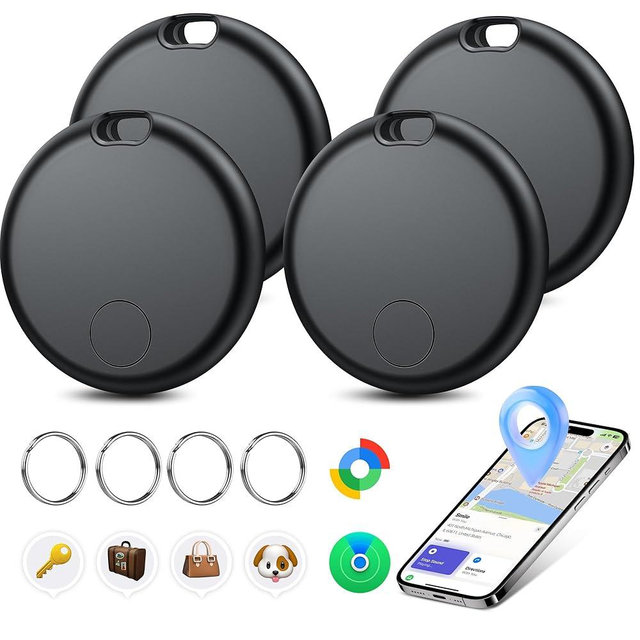 Air Tracker Tags-4 Pack Seektags [2026 Dual-System] for Apple & Android, 400 Days Battery with CR2032, 100dB Alarm, Compatible with iOS & Android for Keys Wallet Luggage