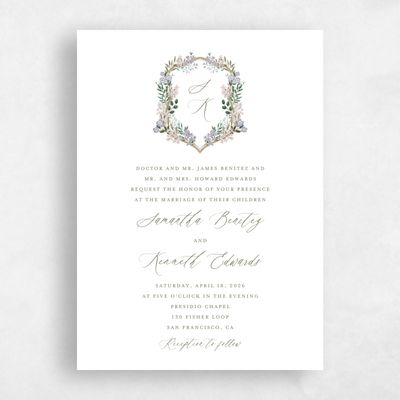 Lavender, Purple Wedding Invitation - Lombardy Portrait