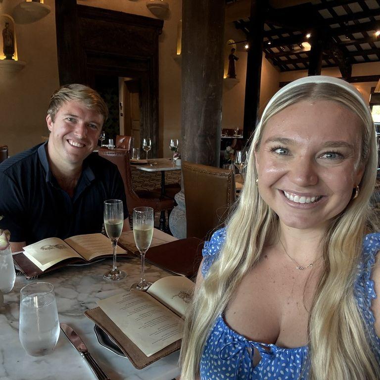 Dinner at Camp Lucy's Tillie's the day we decided it would be our venue!