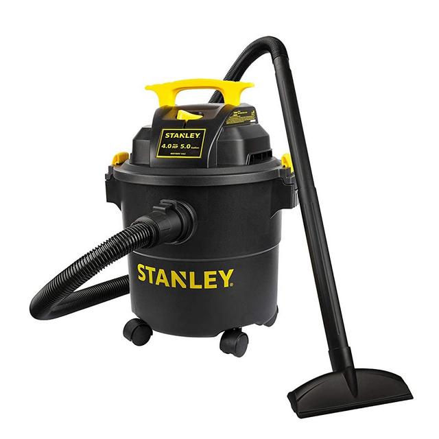 Stanley Shop Vac SL18115P, 5 Gallon Peak 4 Horsepower Wet Dry Vacuums, Blower 3 In 1 Functions 15 Feet Cleaning Range For Garage, Carpet Clean, Shop Cleaning, Car Detailing with Attachments