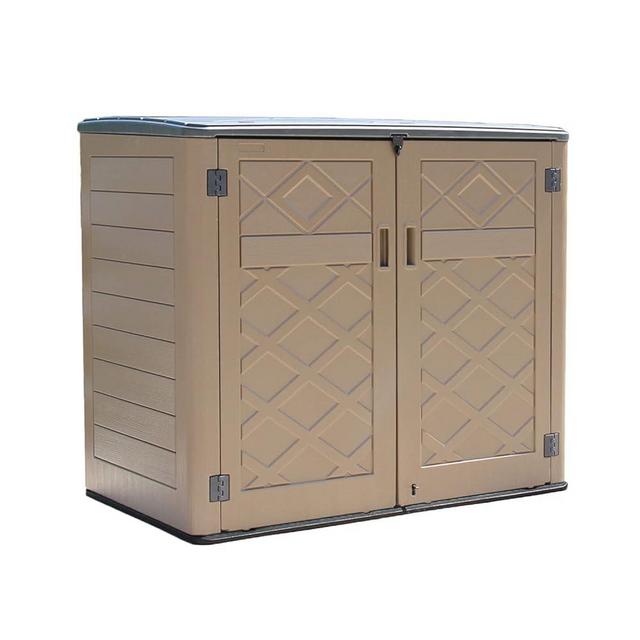 ADDOK Horizontal Large Outdoor Storage Sheds, Resin Patio Outdoor Storage Cabinet for Patio Furniture,Grill, Pool Toys and Gardening Tools.38Cu.ft