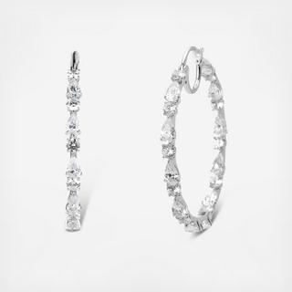 Inside Out Pear & Round CZ Hoop