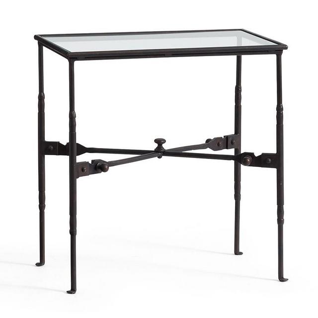 Estelle Artisanal Vintage Iron Glass End Table