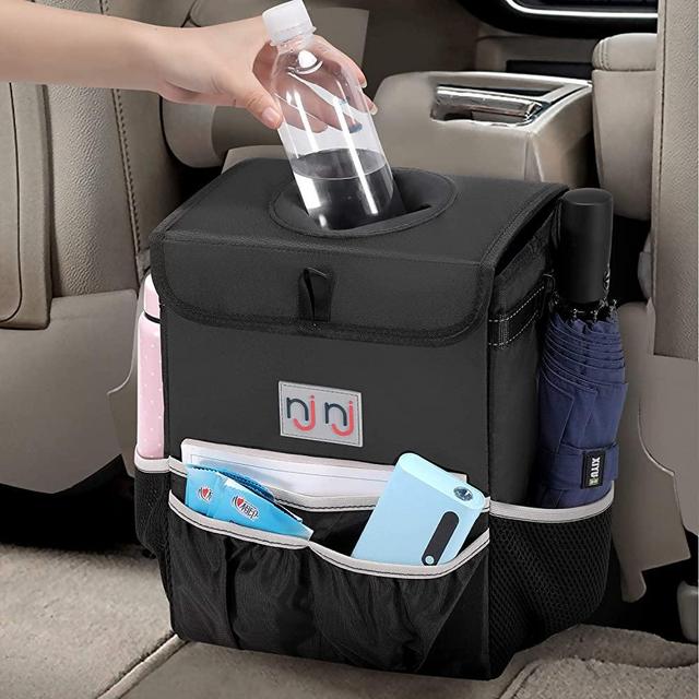 njnj Waterproof Car Trash Can Garbage Bin,Super Large Size Auto Trash Bag for Cars with Lid and Storage Pockets,Leak Proof Vehicle Car Organizer Hanging