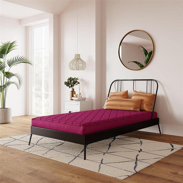 DHP Dana 6 Inch Quilted Twin Mattress with Removable Cover and Thermobonded Polyester Fill, Pink