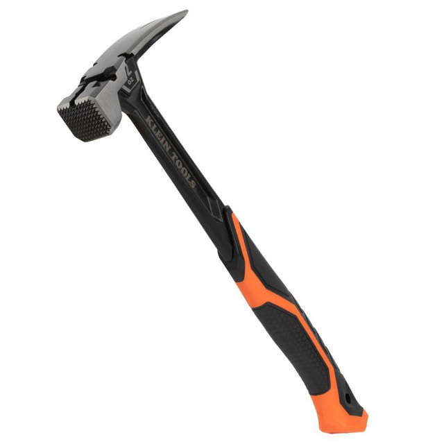 Klein Tools H80922SM Milled Face Framing Hammer with Straight Claw, 22-Ounce Forged Steel, Magnetic Nail Starter and Extra-Large Squared Strike Face