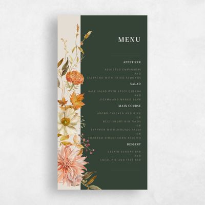 Deep Forest, Green Wedding Menu - Lysete