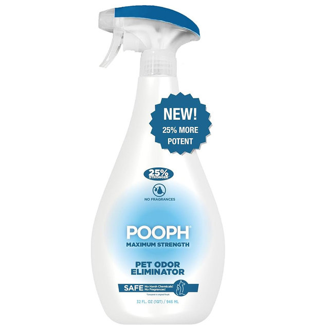 POOPH Plus Maximum Strength Pet Odor Eliminator Spray 32 oz for Dogs & Cats — Heavy Duty Urine, Poop & Pee Odor Remover for Carpet, Furniture, Litter Box & Hard Floors, Unscented