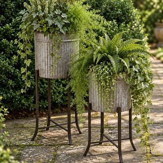 2-Piece Secret Garden Corrugated Metal Planter Set