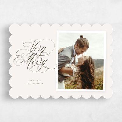 Beige Scalloped Holiday Card - Fordham