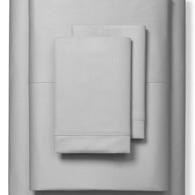 Classic Hemmed 300 Thread Count Organic Cotton Sheet Set in Pewter, Queen