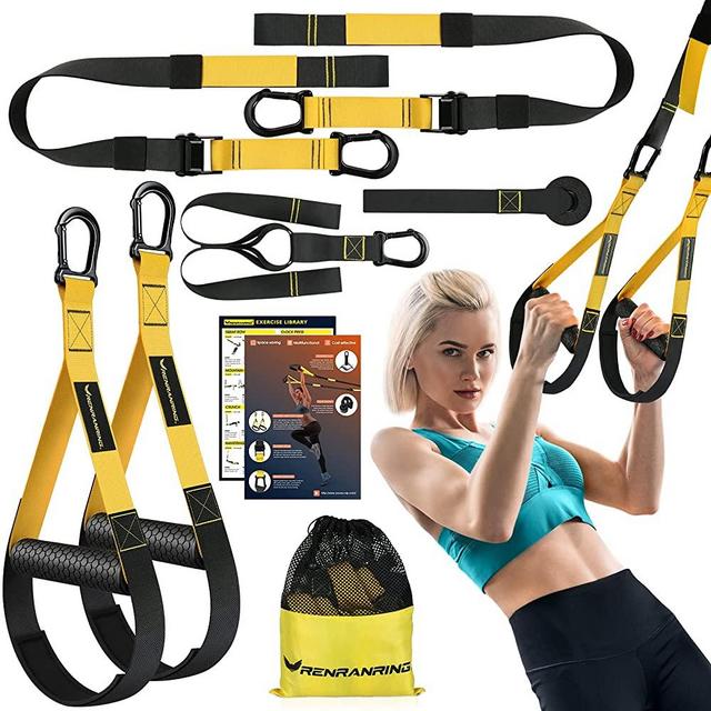 RENRANRING Home Resistance Training Kit, Resistance Trainer Fitness Straps for Full-Body Workout, Bodyweight Resistance Bands with Handles, Door Anchor, Workout Guide for Home Gym