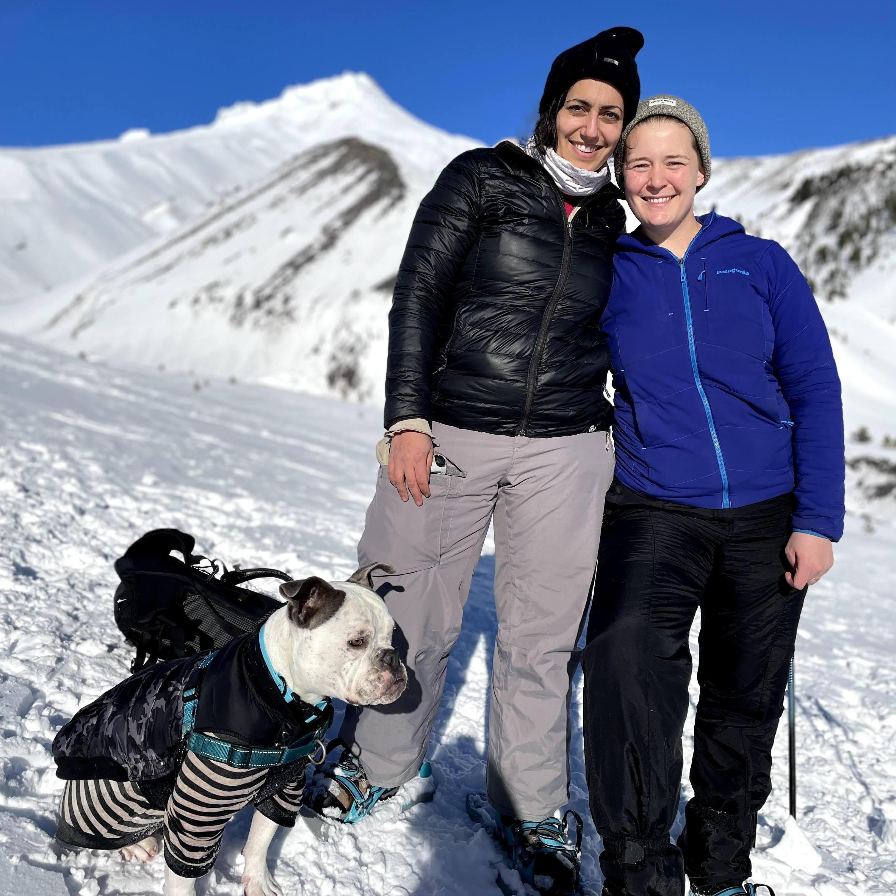 Snowshoeing on Mt Hood with Amelia's parents and the pups, December 2020