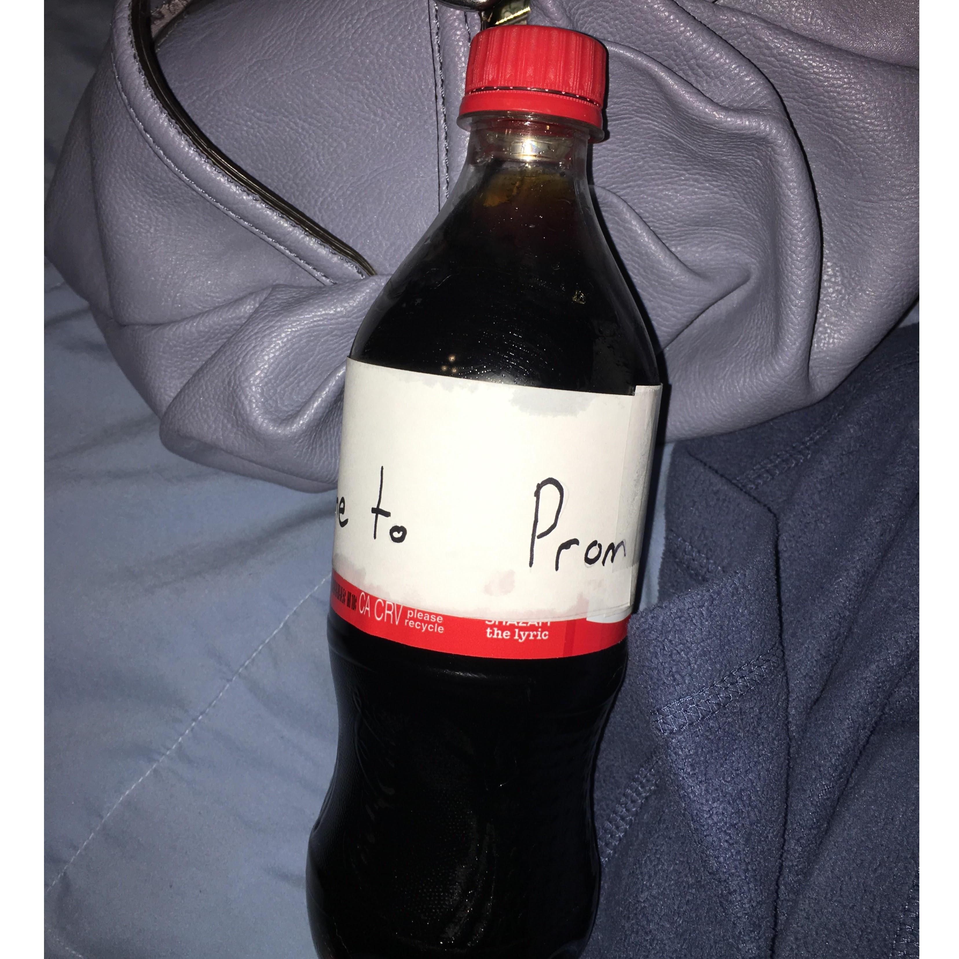 CJ's promposal (pt5)
The trail of scrapbook pages led to a bottle of coke (because Lilli used to drink a coke every single day) that said "Will you follow me to prom"