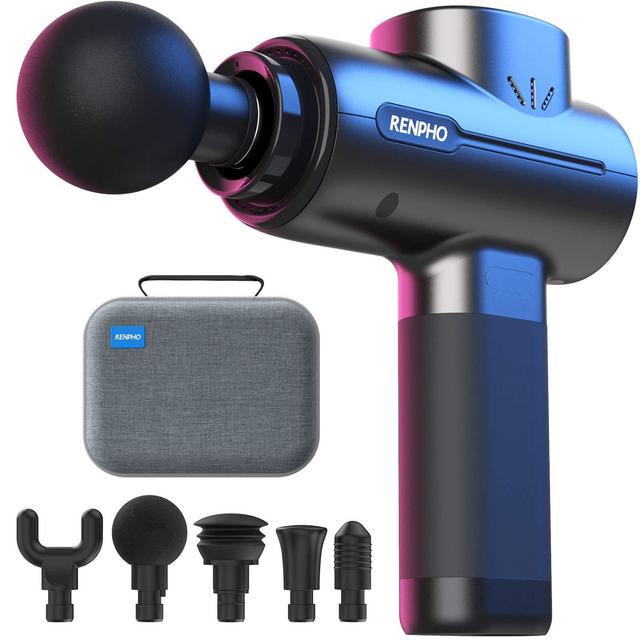RENPHO Powerful Portable Massage Gun, Quiet Deep Tissue Mini Workout Gun Massager for Back and Neck Percussion for Foot Massage, Muscle Massagers with 3200rpm Motor 2500mAh Rechargeable Battery