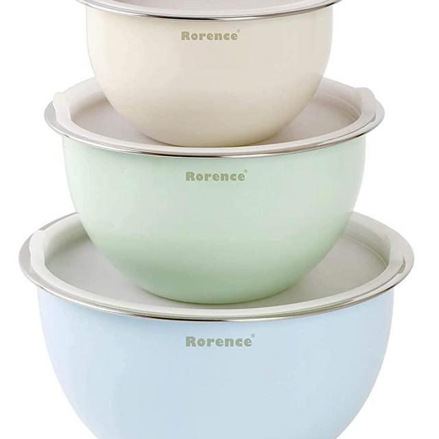 Rorence Mixing Bowls with Lids: Stainless Steel with Colorful Painting – Set of 3 include 1.5 Qt, 3 Qt, 5 Qt