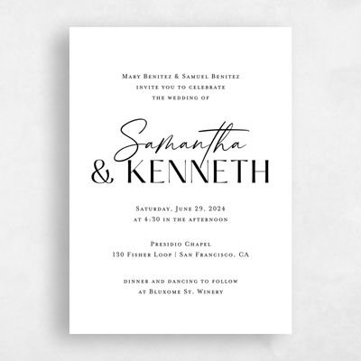 White Wedding Invitation - Sidney Portrait
