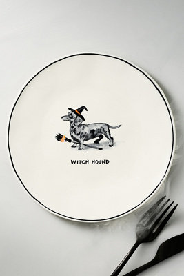 Molly Hatch Stoneware Halloween Dog Dessert Plate