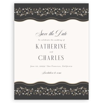 Dark Charcoal, Grey Wedding Digital Save the Date - Siofra Portrait