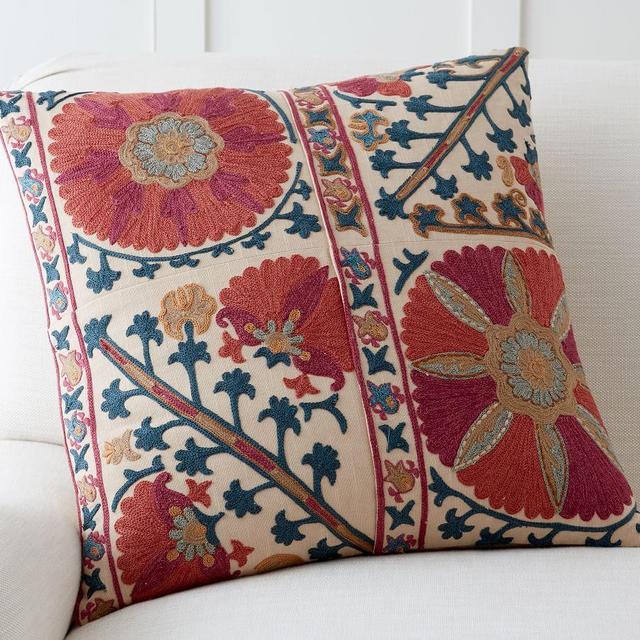 Rozelle Embroidered Pillow, 20", Multi
