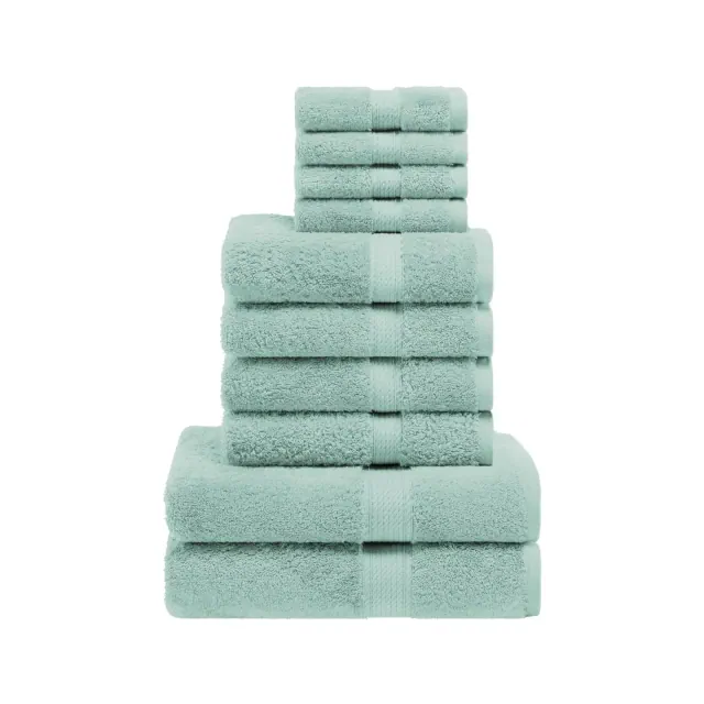 Luxury Egyptian Cotton Heavyweight Ultra-Plush 10 Piece Towel Set, Sea Foam - Blue Nile Mills