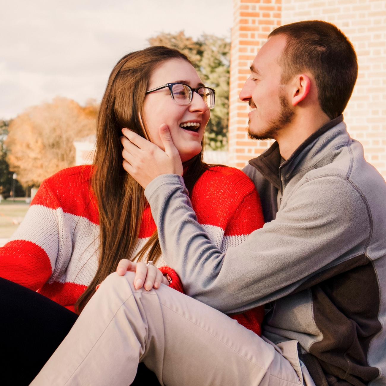 Engagement photo #1
Fun fact: Lauren was actually laughing in this one because a group of people walked by saying how cute we looked.