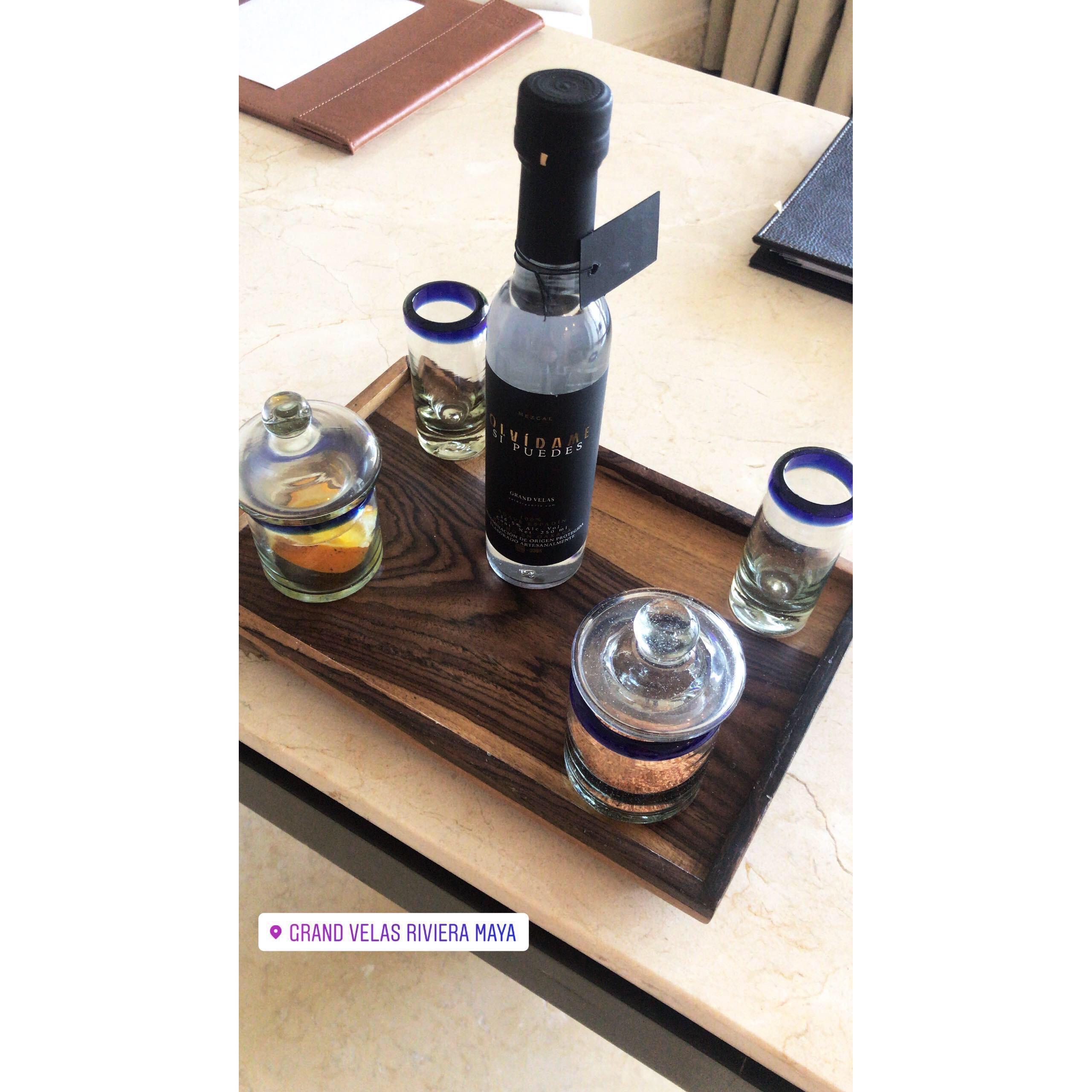 Complimentary bottle of mezcal in the room upon arrival