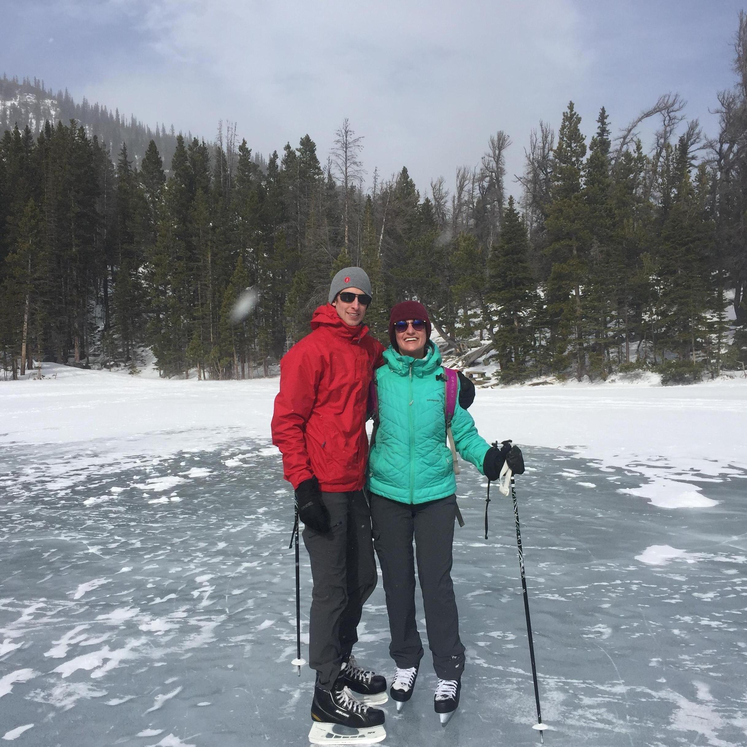 Backcountry ice skating in Rocky Mountain National Park