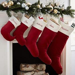 Velvet Stocking - Red with Ivory Cuff