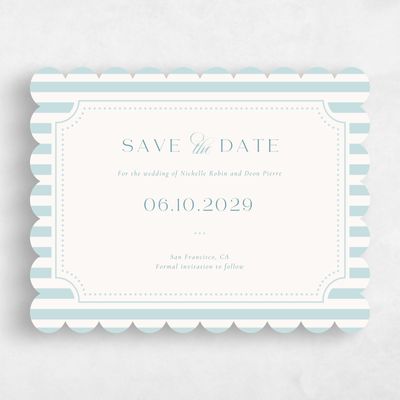 Blue Scalloped Wedding Save the Date - Plateau Landscape