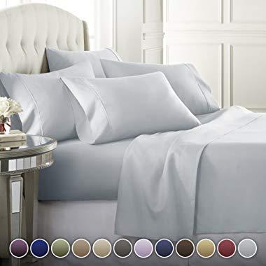 6 Piece Hotel Luxury Soft 1800 Series Premium Bed Sheets Set, Deep Pockets, Hypoallergenic, Wrinkle & Fade Resistant Bedding Set(King, Ice Blue)