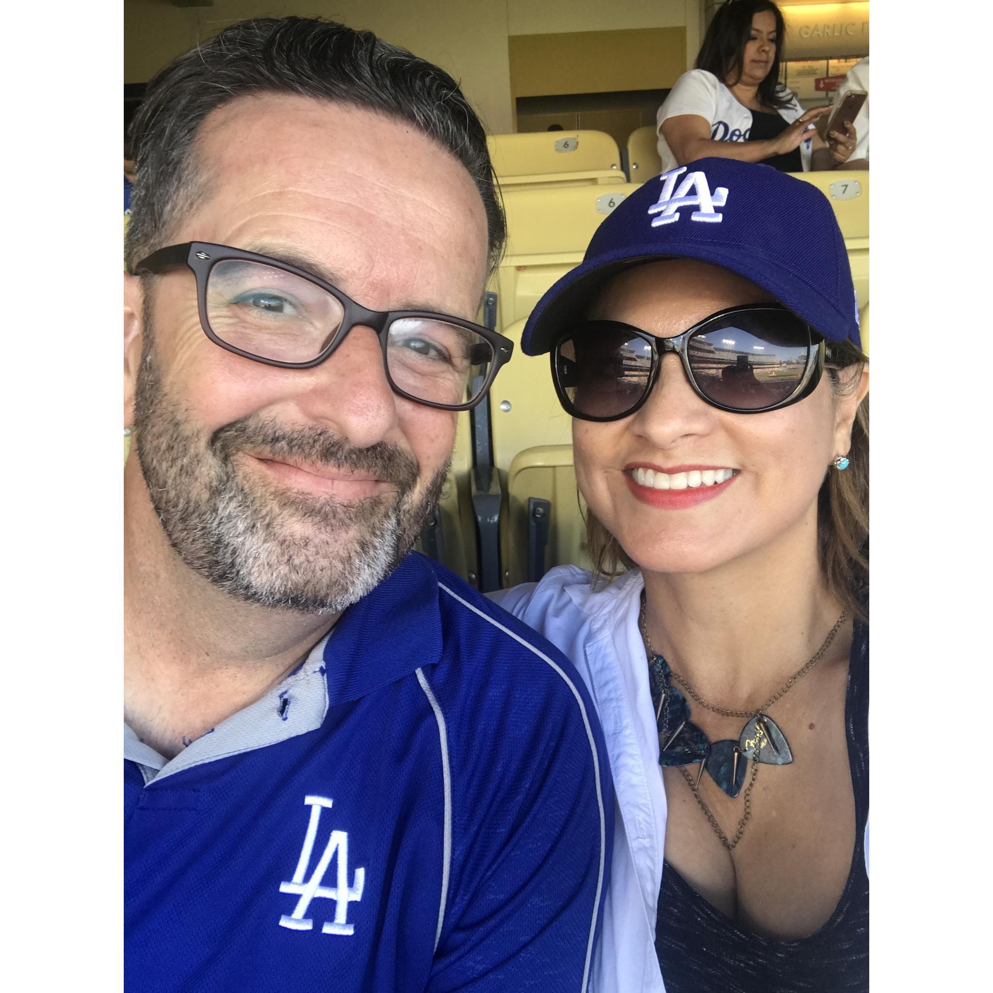 Watching the LA Dodgers at Dodger Stadium.