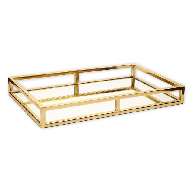 Classic Touch Layered Loop Mirrored Tray in Gold