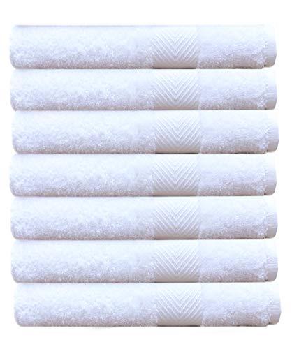 COTTON CRAFT - 7 Pack White Color Bath Towels - 100% Ringspun Cotton - 27x52 – Light Weight 450 Grams - Quick Drying and Highly Absorbent- Ideal for Daily Use